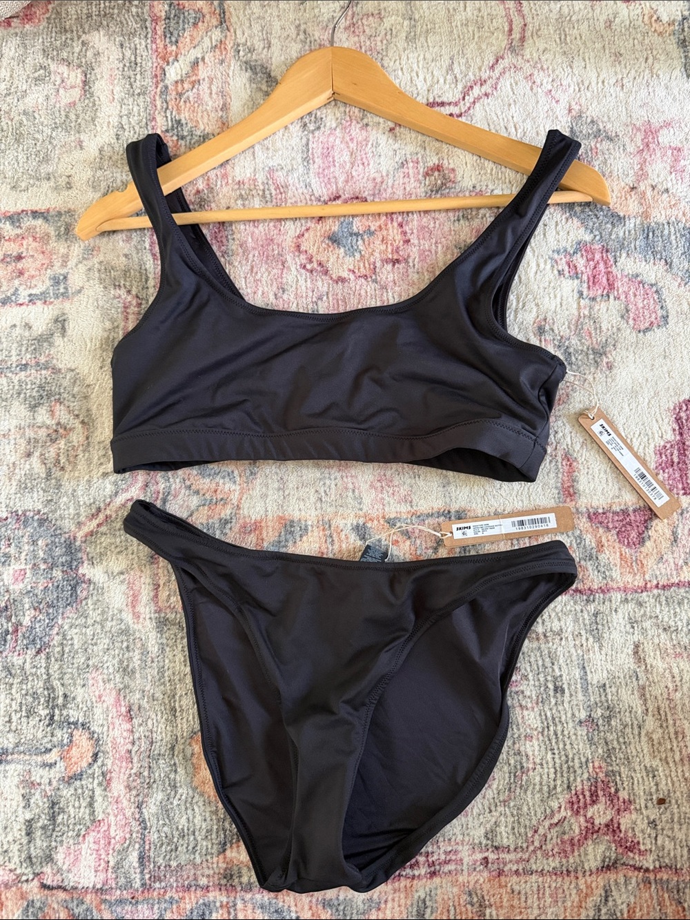SKIMS Black Scoop Neck Bikini Set